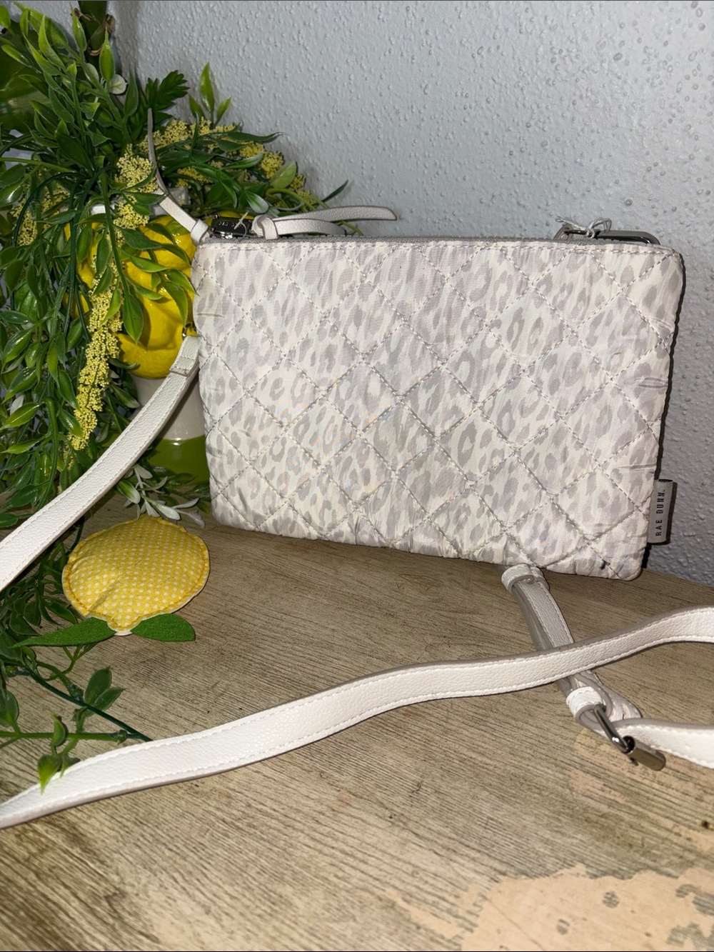 Rae Dunn Leopard Quilted Cream Crossbody Bag - Women's Shoulder Purse